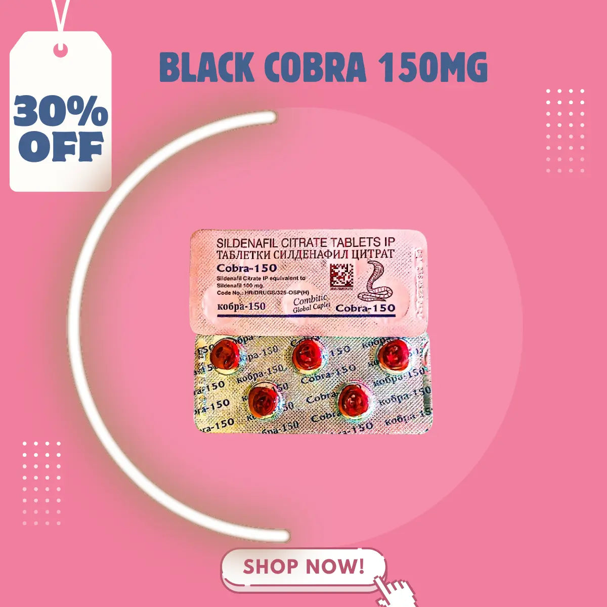 Black Cobra 150mg Tablet - MADE IN INDIA safevibe.pk